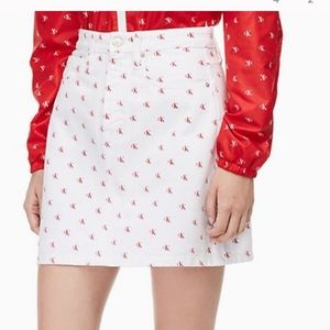 Calvin Klein Red and White Monogram skirt
